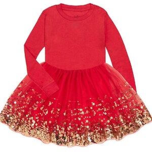 Sweet Wink | Red Sequin Long Sleeve Tutu Dress